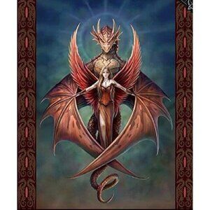 New Copperwing Anne Stokes Plush Throw Gift Blanket Sherpa Dragon & Red Fairy